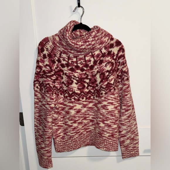 NWT LOFT Burgundy and Cream Cowl Neck Sweater - Picture 3 of 9